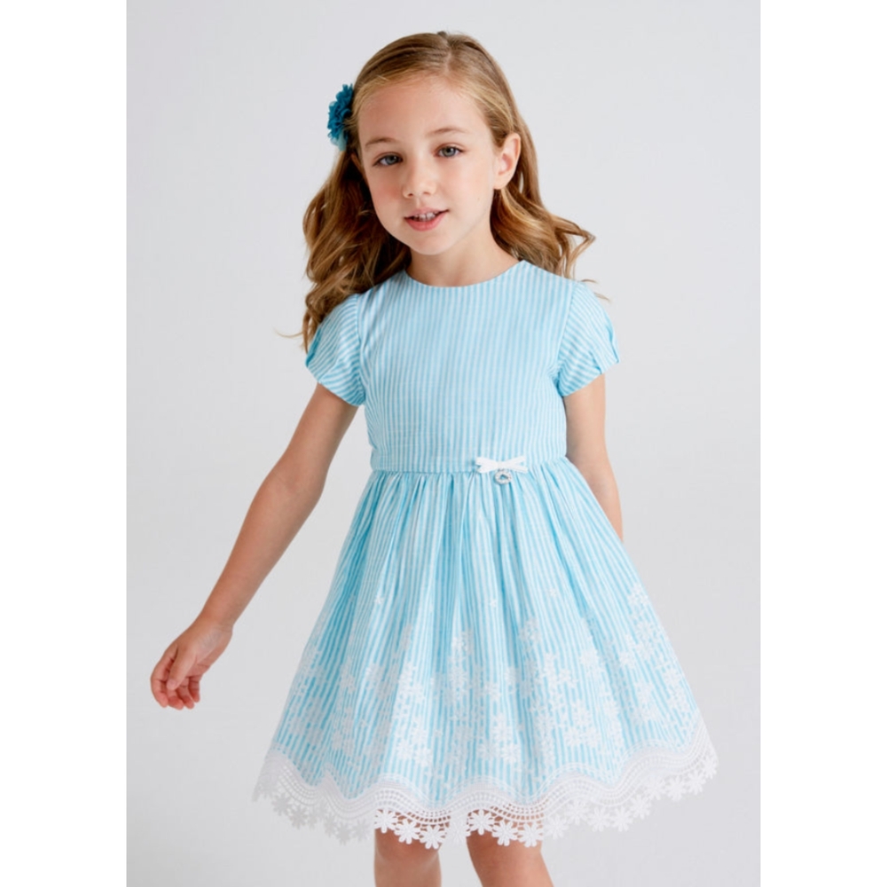 Mayoral Blue and White Striped Casual Dress